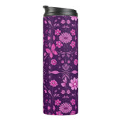 Blume blühen Fairycore-Muster rosa und Lila Thermosbecher (Nach rechts gedreht)