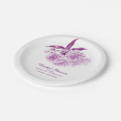 Blume blühen lila maurisches Brautparty Pappteller (Schrägansicht)