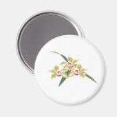 Blume blühen mit Blätter Magnet (Vorderseite/Rückseite)