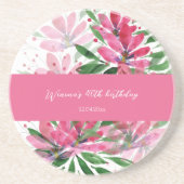 Blume Blühen Originale Wasserfarbe Mit Monogramm Getränkeuntersetzer (Vorne)