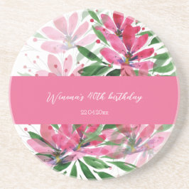 Blume Blühen Originale Wasserfarbe Mit Monogramm Getränkeuntersetzer