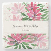 Blume Blühen Originale Wasserfarbe Mit Monogramm Steinuntersetzer (Vorderseite)