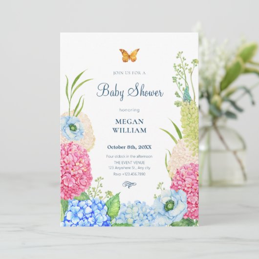 Blume blühen Schmetterlingsdusche Einladung (Stehend Vorderseite)