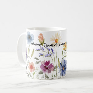 Blume blühende Aquarellgeschenke Kaffeeliebhaber Kaffeetasse