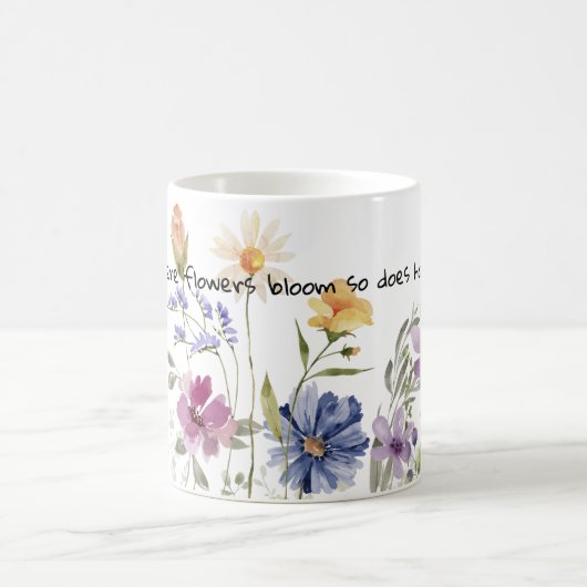 Blume blühende Aquarellgeschenke Kaffeeliebhaber Kaffeetasse (Mittel)