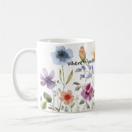 Blume blühende Aquarellgeschenke Kaffeeliebhaber Kaffeetasse