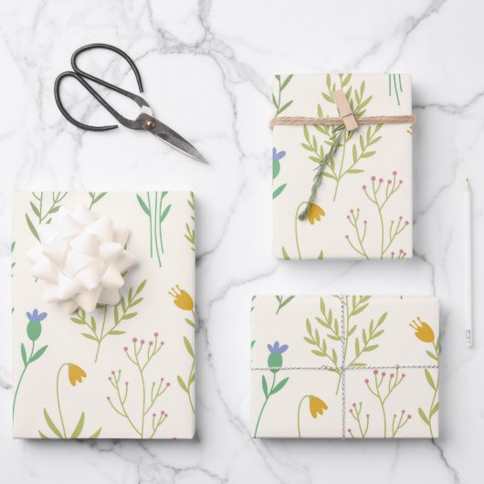 Blume blühende Blütenfeder nahtlos Geschenkpapier Set (Vorderseite)