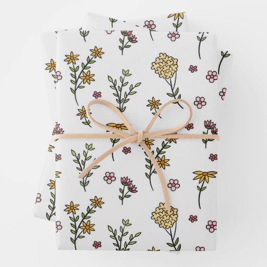 Blume blühende Blütenfeder nahtlos Geschenkpapier Set (Beispiel)