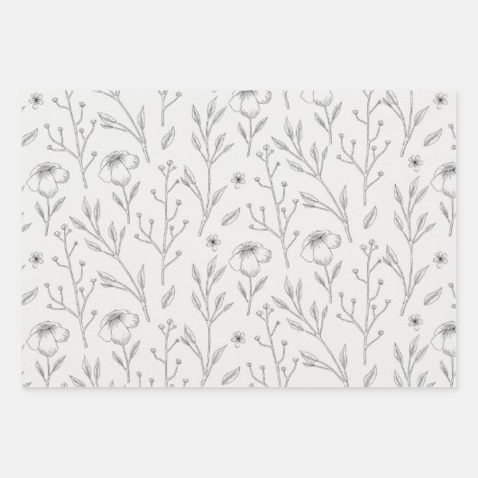Blume blühende Blütenfeder nahtlos Geschenkpapier Set (Vorderseite)