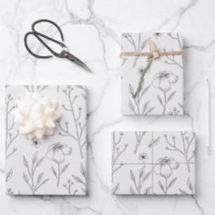 Blume blühende Blütenfeder nahtlos Geschenkpapier Set