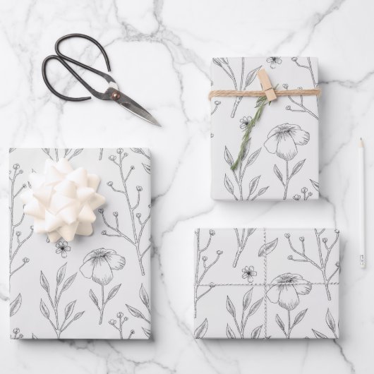 Blume blühende Blütenfeder nahtlos Geschenkpapier Set (Vorderseite)