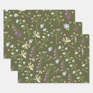 Blume blühende Blütenfeder nahtlos Geschenkpapier Set