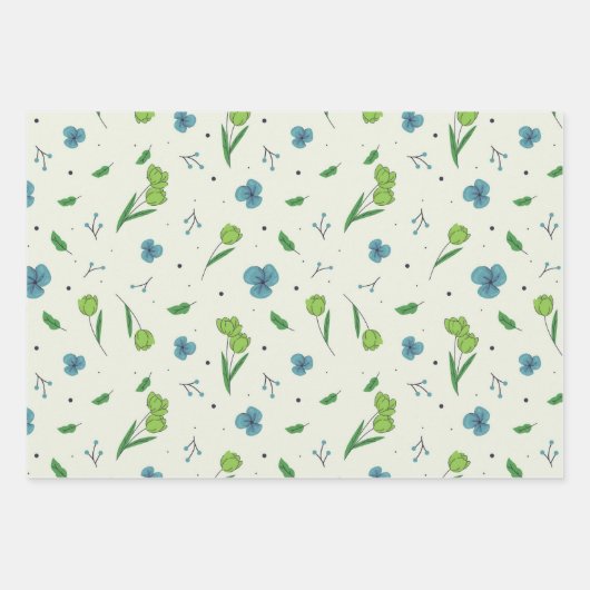 Blume blühende Blütenfeder nahtlos Geschenkpapier Set (Vorderseite)