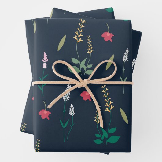 Blume blühende Blütenfeder nahtlos Geschenkpapier Set (Beispiel)