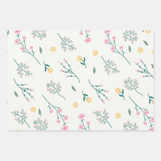 Blume blühende Blütenfeder nahtlos Geschenkpapier Set (Vorderseite 3)