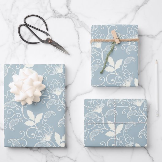 Blume blühende Blütenfeder nahtlos Geschenkpapier Set (Vorderseite)