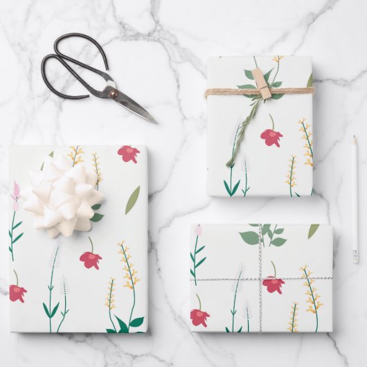 Blume blühende Blütenfeder nahtlos Geschenkpapier Set (Vorderseite)