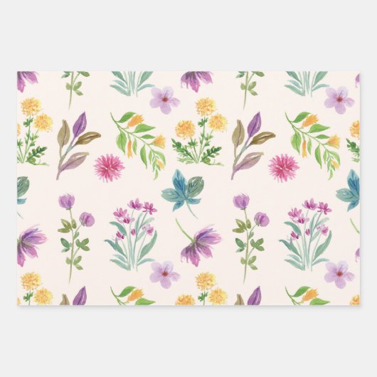 Blume blühende Blütenfeder nahtlos Geschenkpapier Set (Vorderseite 3)