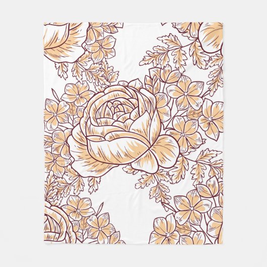 Blume blüht. Abstrakte Eleganz, nahtloses Muster Fleecedecke (Vorderseite)