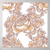 Blume blüht. Abstrakte Eleganz, nahtloses Muster Poster (Vorne)