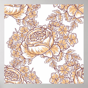 Blume blüht. Abstrakte Eleganz, nahtloses Muster Poster