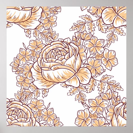 Blume blüht. Abstrakte Eleganz, nahtloses Muster Poster (Vorne)