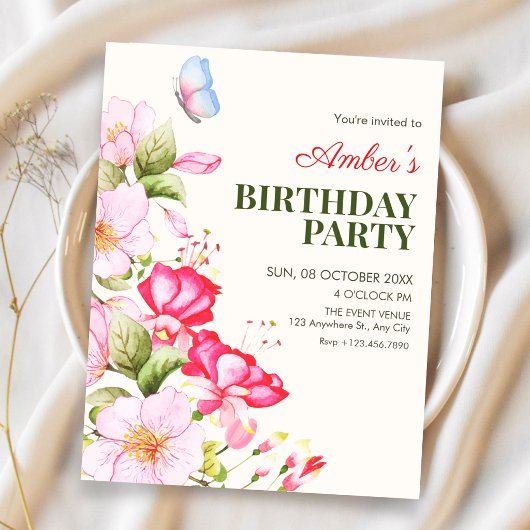 Blume blüht Geburtstag  Einladung