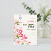 Blume blüht Geburtstag  Einladung (Stehend Vorderseite)
