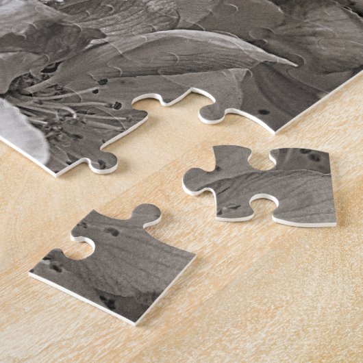Blume blüht in Schwarz und Weiß Puzzle (Seite)
