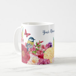 Blume blüht Vogelschmetterling individuelle Name Kaffeetasse