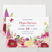 Blume blüht Vogelschmetterlingsdusche Einladung (Vorne/Hinten)