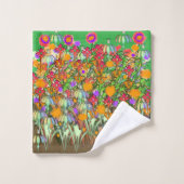 Blume Blume Blume Grün Badhandtuch Set (Waschlappen)