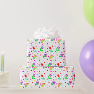 Blume, Blume und Polka Dots Girl Geschenkpapier