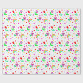 Blume, Blume und Polka Dots Girl Geschenkpapier (Flach)