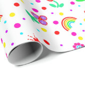 Blume, Blume und Polka Dots Girl Geschenkpapier (Rolleneckpunkt)
