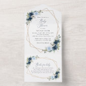 Blume, Blumen, Grünpflanzen, Babydusche All In One Einladung (Innen Boden)