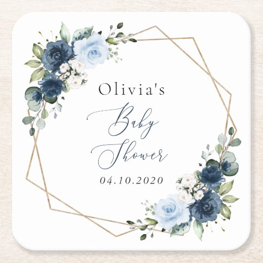 Blume, Blumen, Grünpflanzen, Babydusche Rechteckiger Pappuntersetzer (Vorderseite)