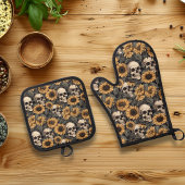 Blume Blumenblume Skull Goth Ofenhandschuh & Topflappen-Set