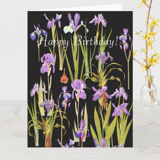 Blume Blumenbotanische Iris Big Birthday Card Karte (Gelbe Blume)