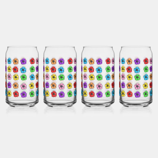 Blume Blumendoodle Linie Wasserfarben Abstrakt Dosenglas (Vorderseite)