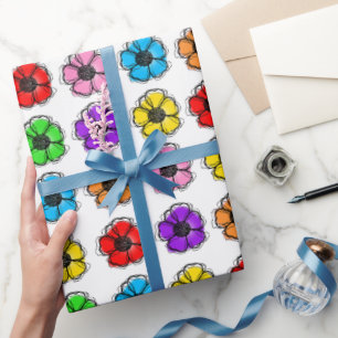 Blume Blumendoodle Linie Wasserfarben Abstrakt Geschenkpapier