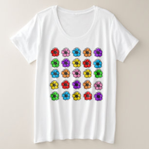 Blume Blumendoodle Linie Wasserfarben Abstrakt Große Größe T-Shirt