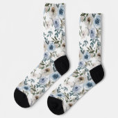 Blume Blumenflorfarben Muster Blaue Rose Socken (Linkes Detail)