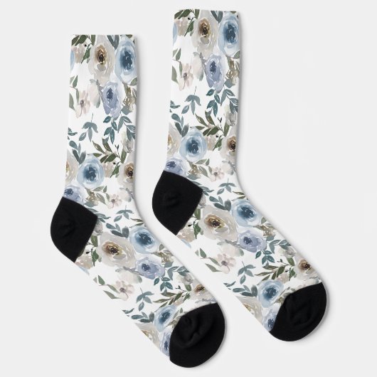 Blume Blumenflorfarben Muster Blaue Rose Socken (Rechts)