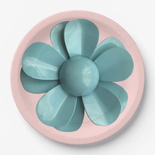 Blume Blumenfrühling Sommer Hochzeit Rosa Blau Pappteller (Vorderseite)
