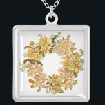Blume Blumenkraut Rosa Blume Kunst Versilberte Kette<br><div class="desc">Frühlingsblumen! Vintager Blumenkranz hat eine großartige Farbe für den Frühling. Die gelben und rosafarbenen Blume sind in einem Kreis eingewickelt. Ideal für eine Einladung. Um ein Monogramm in der Blume hinzuzufügen, klicken Sie einfach auf "Anpassen" und dann auf der rechten Seite, wählen Sie "Text hinzufügen", um einen ersten hinzuzufügen. Sie...</div>
