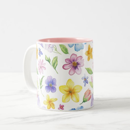 Blume Blumenmuster Sublimierung-95651 Zweifarbige Tasse (Vorderseite Links)