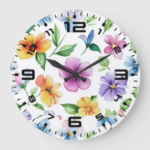 Blume Blumenmuster Sublimierung-95652 Große Wanduhr