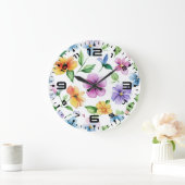 Blume Blumenmuster Sublimierung-95652 Große Wanduhr (Zuhause)