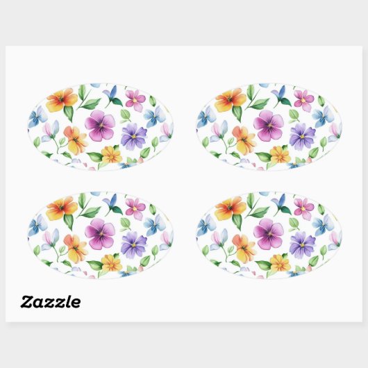 Blume Blumenmuster Sublimierung-95652 Ovaler Aufkleber (Blatt)